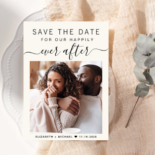 Save The Date Heureux Jamais après Photo Cream Mariage