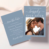 Save The Date Heureux Jamais après photo Dusty Blue