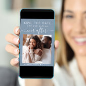 Save The Date Heureux Jamais après photo Dusty Mariage bleu