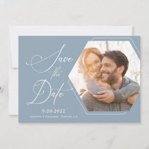 Save The Date Hexagon Modern Photo Script Enregistrer la date