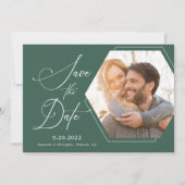 Save The Date Hexagon Modern Photo Script Enregistrer la date (Devant)