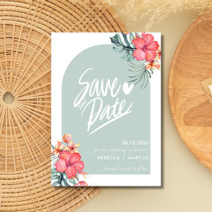 Save The Date Hibiscus Beach Tropical Mariage Photo