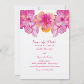 Save The Date Hibiscus brossé floral Enregistrer la date Invitat (Devant)