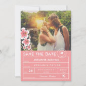 Save The Date Hibiscus Destination Mariage Bagage Balise Photo (Devant)