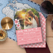 Save The Date Hibiscus Destination Mariage Bagage Balise Photo