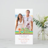 Save The Date Hibiscus d'Orange Plage des vagues Turquoises trop (Debout devant)