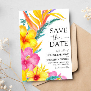 Save The Date Hibiscus Elégant Tropical Destination Mariage