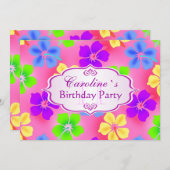 Save The Date Hibiscus fleurs fête d'anniversaire (Devant / Derrière)