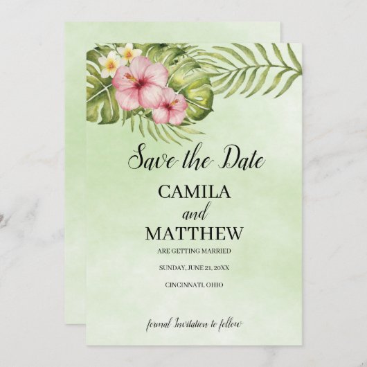 Save The Date Hibiscus rose (Devant / Derrière)