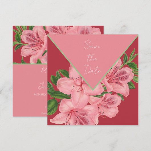 Save The Date Hibiscus Rose Chic Enregistrer La Date (Devant / Derrière)