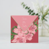 Save The Date Hibiscus Rose Chic Enregistrer La Date (Debout devant)