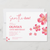 Save The Date Hibiscus tropical Anniversaire rose (Devant)