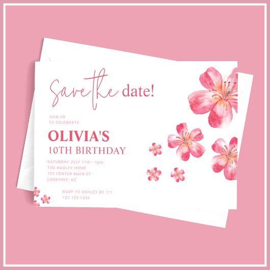Save The Date Hibiscus tropical Anniversaire rose