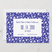 Save The Date Hibiscus Tropical Navy Mariage bleu (Devant)