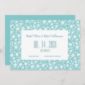 Save The Date Hibiscus Tropical Turquoise Mariage (Devant / Derrière)