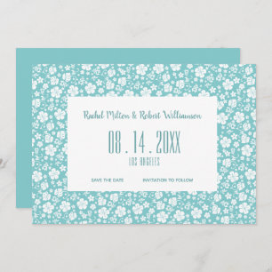 Save The Date Hibiscus Tropical Turquoise Mariage