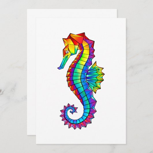 Save The Date Hippocampe polygonal arc-en-ciel (Devant / Derrière)