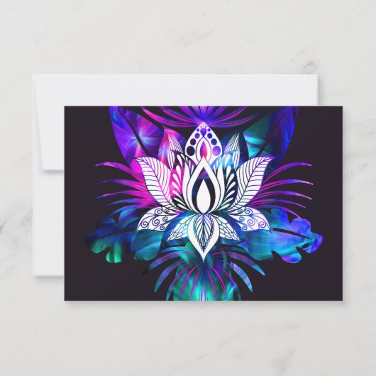 Save The Date Hipster Retro Tech Turquoise Lotus Lotus Fleur Feu (Dos)
