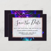 Save The Date Hipster Retro Tech Turquoise Lotus Lotus Fleur Feu (Devant / Derrière)