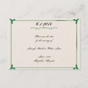 Save The Date Hiver Blanc vert Mistletoe mariage Enregistrer la