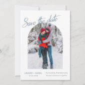 Save The Date Hiver Elégante Photo Dusty Blue Calligraphy (Devant)