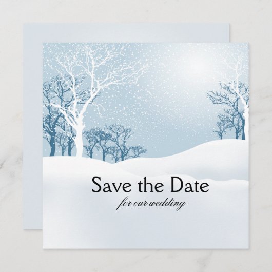 Save The Date Hiver enneigé Sauvegarder la date bleu glace (Devant / Derrière)