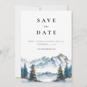 Save The Date Hiver Montagnes Pine Tree Mariage