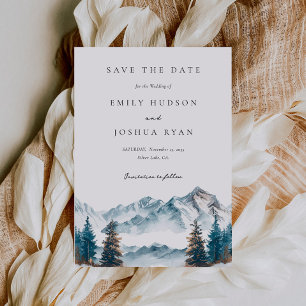 Save The Date Hiver Montagnes Pine Tree Mariage