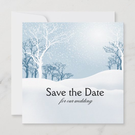 Save The Date Hiver neigeux Sauvez la date bleu glace (Devant)