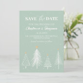 Save The Date Hiver Noël Sage vert Enregistrer la date Mariage (Debout devant)