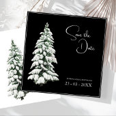 Save The Date Hiver Noir Neige Arbre de Noël Mariage