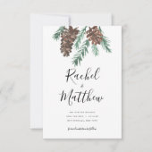 Save The Date Hiver Pinecone Aquarelle Non Photo Enregistrer La (Devant)