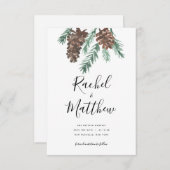 Save The Date Hiver Pinecone Aquarelle Non Photo Enregistrer La (Devant / Derrière)