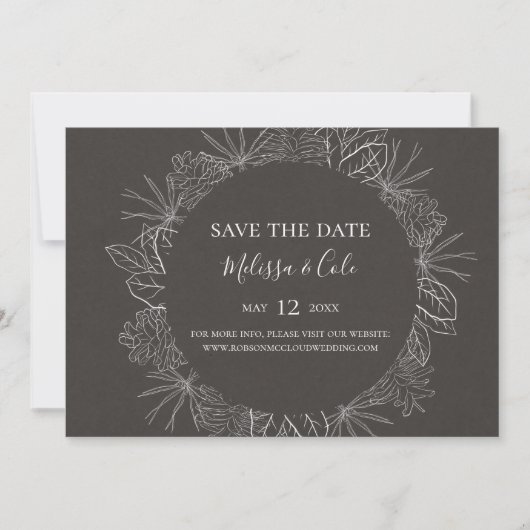 Save The Date Hiver rustique | Charcoal Horizontal Enregistrer l (Devant)