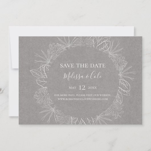 Save The Date Hiver rustique | Gray Horizontal Enregistrer la da (Devant)