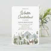 Save The Date Hiver UN derland Anniversaire | Cerf aquarelle (Debout devant)