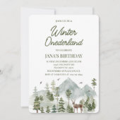 Save The Date Hiver UN derland Anniversaire | Cerf aquarelle (Devant)