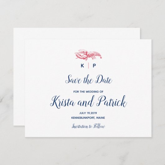 Save The Date Homard du Maine Enregistrer la date (Devant / Derrière)