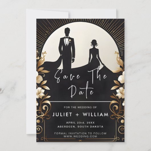 Save The Date Hommes Adulte Tuxedo Gras Cravate noire Mariage (Devant)