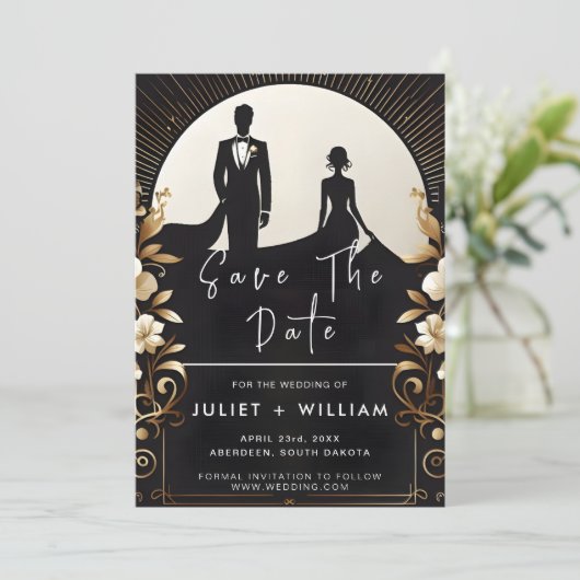 Save The Date Hommes Adulte Tuxedo Gras Cravate noire Mariage (Debout devant)