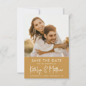 Save The Date Honey Gold Fun Script Mariage photo moderne (Devant)