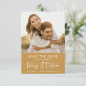 Save The Date Honey Gold Fun Script Mariage photo moderne (Debout devant)