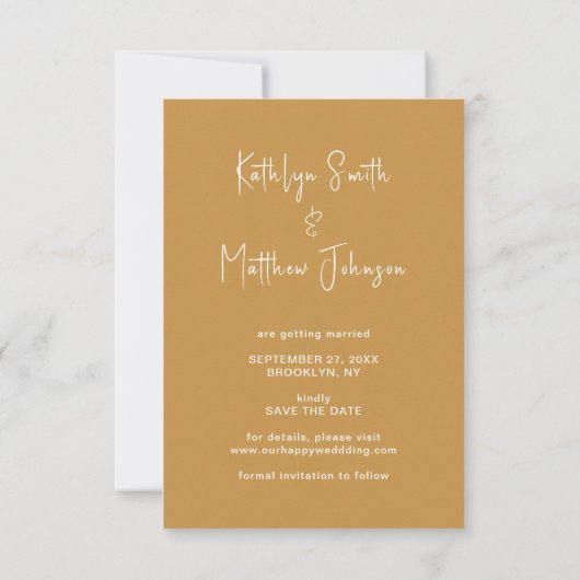 Save The Date Honey Gold Fun Script Mariage photo moderne (Dos)