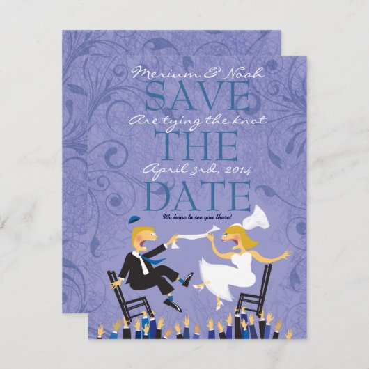 Save The Date Hora Chair Danse Mariage juif Enregistrer la date (Devant / Derrière)