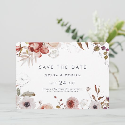 Save The Date Horizontal floral simple (Debout devant)