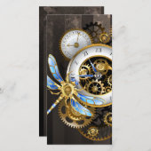 Save The Date Horloge à vapeur avec libellule mécanique (Devant / Derrière)