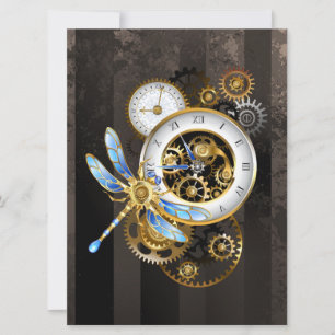 Save The Date Horloge à vapeur avec libellule mécanique