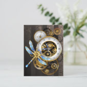 Save The Date Horloge à vapeur avec libellule mécanique (Debout devant)