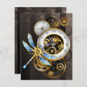 Save The Date Horloge à vapeur avec libellule mécanique (Devant / Derrière)