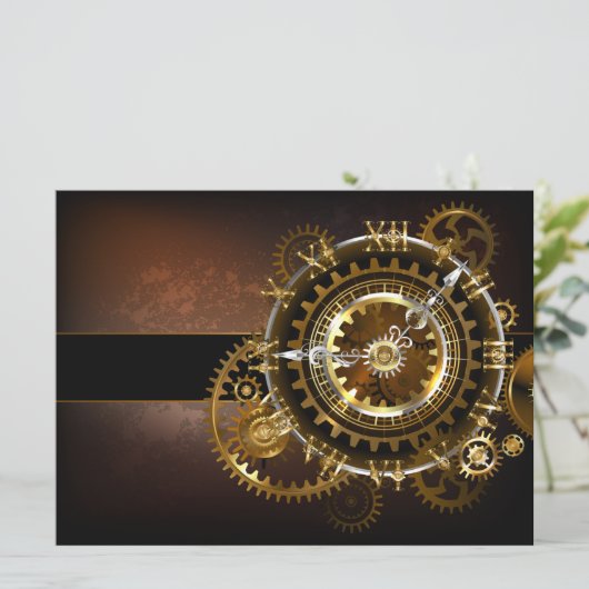 Save The Date Horloge Steampunk avec des engrenages anciens (Debout devant)